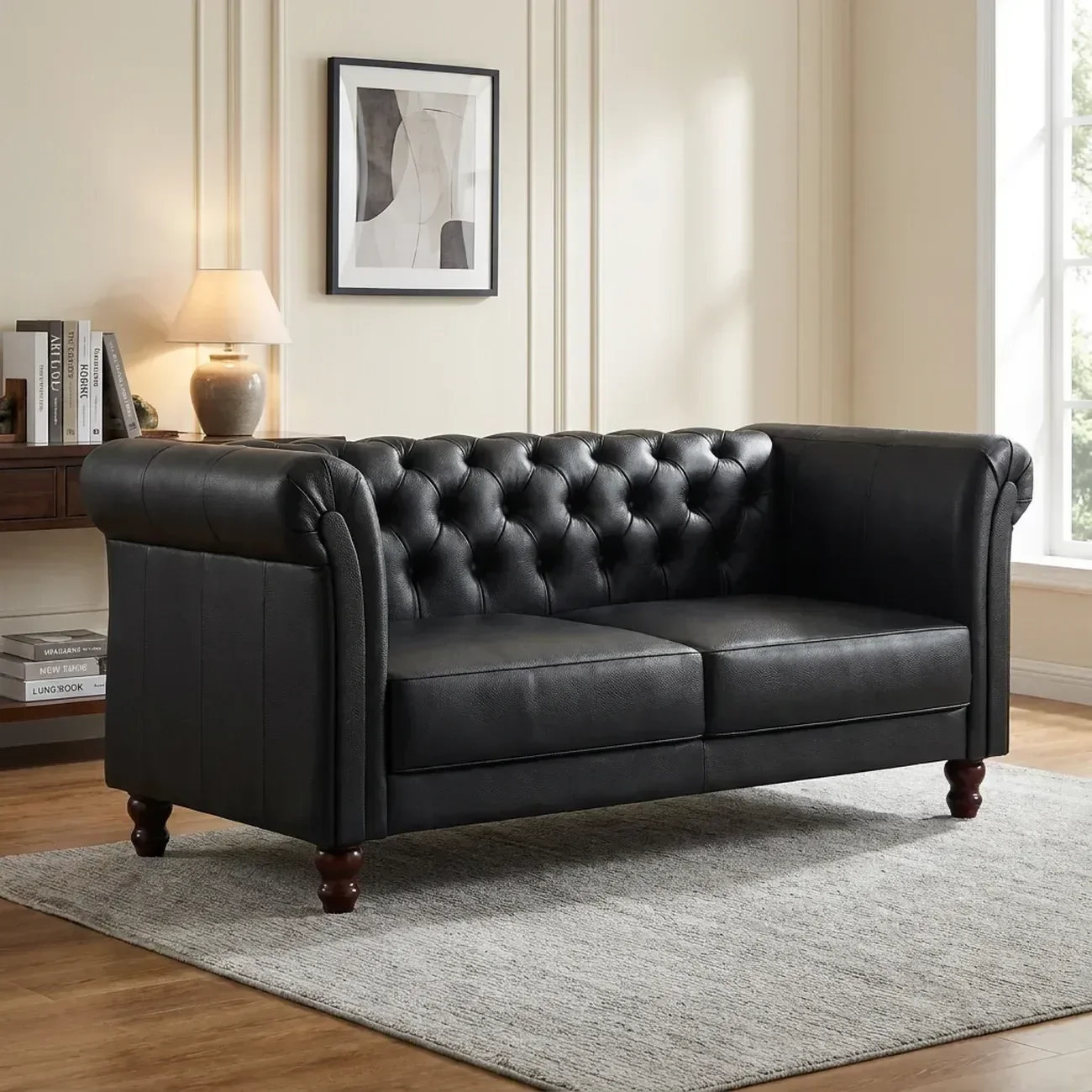 Sofá 3 Lugares 180cm Couro Legítico Classic Preto