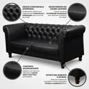 Ver imagem 4 de Sofá 3 Lugares 180cm Couro Legítico Classic Preto
