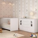 Ver imagem 1 de Berço 3 em 1 para Colchão 130x60cm com Cômoda 2 Portas 4 Gavetas Amora Multimóveis Mp4763 Branco