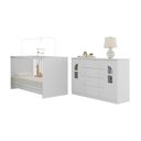 Ver imagem 2 de Berço 3 em 1 para Colchão 130x60cm com Cômoda 2 Portas 4 Gavetas Amora Multimóveis Mp4763 Branco