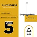Ver imagem 3 de Pendente Luminaria Lustre de Teto Jabuticaba 5 Globos Vidro Decoração Iluminação Casa Sala Cozinha