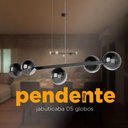 Ver imagem 2 de Pendente Luminaria Lustre de Teto Jabuticaba 5 Globos Vidro Decoração Iluminação Casa Sala Cozinha