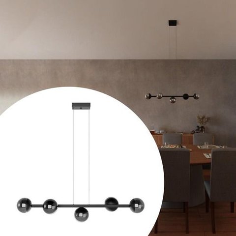 Pendente Luminaria Lustre de Teto Jabuticaba 5 Globos Vidro Decoração Iluminação Casa Sala Cozinha
