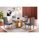 Ver imagem 2 de Conjunto Sala de Jantar 4 Lugares Paris Madeira Maciça Mesa Quadrada Veludo Cinza