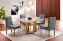 Ver imagem 2 de Conjunto Sala de Jantar 4 Lugares Paris Madeira Maciça Mesa Quadrada Veludo Cinza