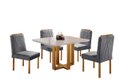 Ver imagem 1 de Conjunto Sala de Jantar 4 Lugares Paris Madeira Maciça Mesa Quadrada Veludo Cinza