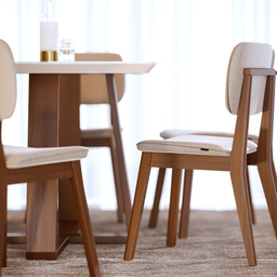 Cadeira Jantar Classic Madeira Maciça Estofada Linho Bege 48x88x54 - 5