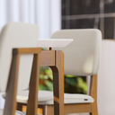 Ver imagem 4 de Cadeira Jantar Classic Madeira Maciça Estofada Linho Bege 48x88x54