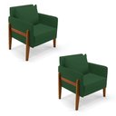 Ver imagem 1 de Kit 02 Poltronas Lana Veludo Verde Base de Madeira - D’Rossi