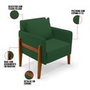 Ver imagem 6 de Kit 02 Poltronas Lana Veludo Verde Base de Madeira - D’Rossi