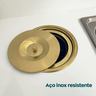 Lixeira de Embutir Redonda Pia Cozinha Dourada Escovada 5 Litros Inox - 9