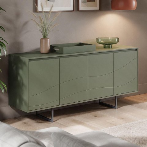 Aparador Buffet para Sala de Jantar 4 Portas 180cm Pés Industrial Graciosa A05 Menta - Lyam Decor