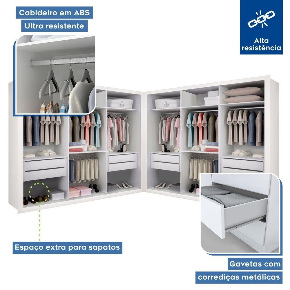 Closet Casal sem Portas 8 Gavetas Paris Duo Premium Minastex