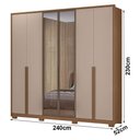 Ver imagem 5 de Guarda Roupa Casal Atacama 6 Portas Carvalho Fendi com Vidro Reflecta com Cômoda Gaveteiro Georgia