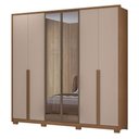 Ver imagem 2 de Guarda Roupa Casal Atacama 6 Portas Carvalho Fendi com Vidro Reflecta com Cômoda Gaveteiro Georgia