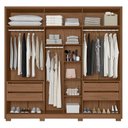 Ver imagem 3 de Guarda Roupa Casal Atacama 6 Portas Carvalho Fendi com Vidro Reflecta com Cômoda Gaveteiro Georgia