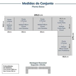 Guarda-roupa Modulado de Canto 10 Peças 9 Portas Jade Cabecasa Madeiramadeira - 3