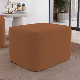 Puff Decorativo Living Yumi Retangular 60cm Bouclê Terracota - Desk Design - 2