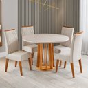 Ver imagem 1 de Conjunto Sala de Jantar 4 Lugares Redondo Tampo de MDF Mirelle Yescasa Bege
