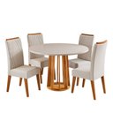 Ver imagem 2 de Conjunto Sala de Jantar 4 Lugares Redondo Tampo de MDF Mirelle Yescasa Bege