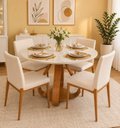 Ver imagem 4 de Mesa de Jantar Bella ( Pé Cebola ) 90cm Tampo Laqueado com Vidro Branco/Off-White/Mel