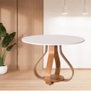 Ver imagem 2 de Mesa de Jantar 4 Lugares Redondo Bella Tampo 100cm Laqueado com Vidro Branco/Off-White/Mel