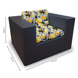 Conjunto Bora Bora Escuro - 1 Sofá 2 Lugares + 2 Poltronas + 1 Mesa de Centro - Itamaracá - 3