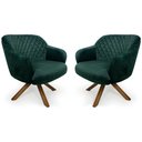 Ver imagem 1 de Kit 02 Poltronas Jade Tressê Giratória Giromad Veludo Verde - Nexta Casa