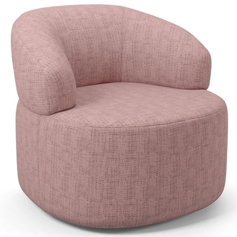 Poltrona Giratória Orgânica para Sala de Estar Living Helena L02 Linho Rosa - Lyam Decor