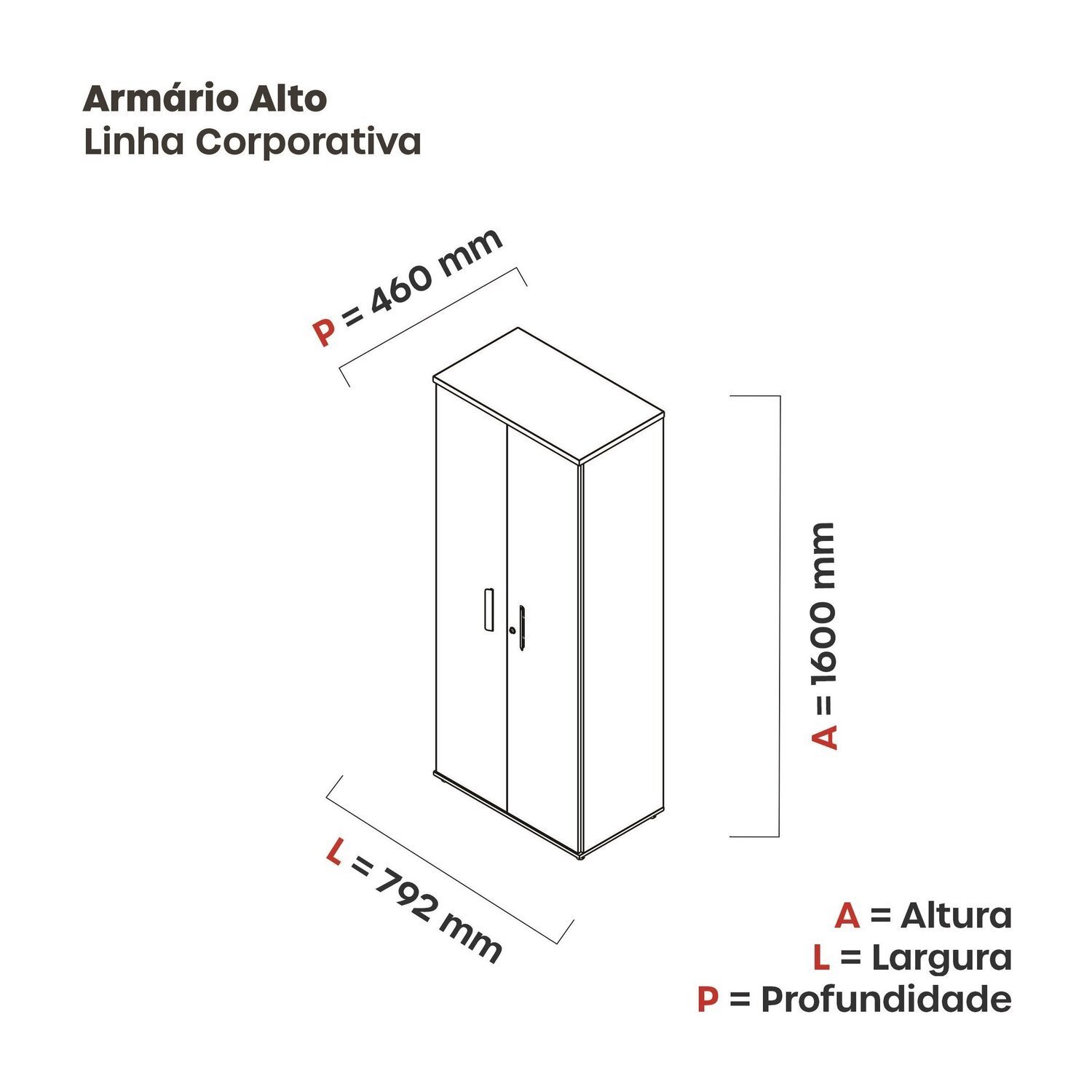 Armário para Escritório Alto 02 Portas Pivotante Aac1600 - 3