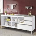 Ver imagem 5 de Balcão para Pia de 2,00 Mt Maceió com Gavetão Branco Puxador Aluminio