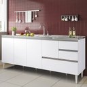 Ver imagem 4 de Balcão para Pia de 2,00 Mt Maceió com Gavetão Branco Puxador Aluminio