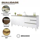 Ver imagem 6 de Balcão Gabinete Pia 2,00m Maceió Bymadero Branco – 4 Portas 2 Gavetas + 1 Gavetão