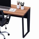 Ver imagem 2 de Escrivaninha 135 Cm Pés Metal e Cadeira P/ Escritório F5 Cor:nogal com Preto