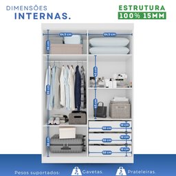 Guarda-roupa Solteiro 4 Portas 3 Gavetas Roma Espresso Móveis - 6