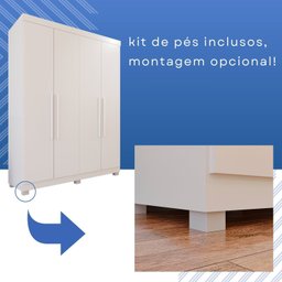 Guarda-roupa Solteiro 4 Portas 3 Gavetas Roma Espresso Móveis - 10