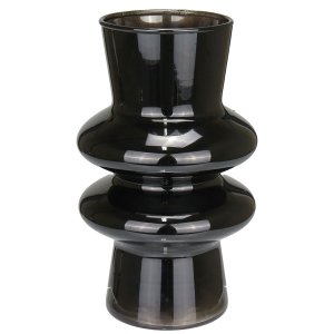 Vaso Decorativo Enfeite Casa Elipse Home&co Leitoso Vidro 20x12x12cm Preto