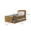 Ver imagem 2 de Cama de Solteiro com Auxiliar Tamires com Capitone Estofado 2 Gavetas e Bau de Mdf