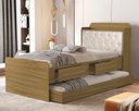 Ver imagem 1 de Cama de Solteiro com Auxiliar Tamires com Capitone Estofado 2 Gavetas e Bau de Mdf