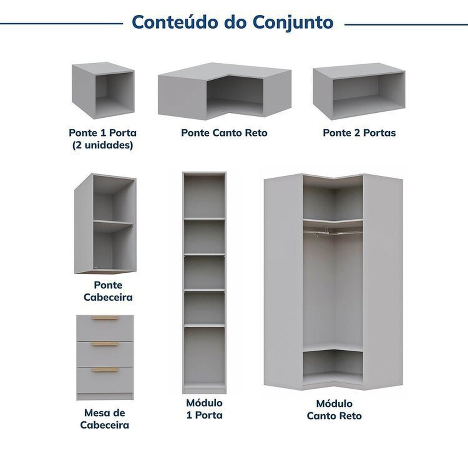 Guarda-roupa Modulado de Canto 8 Peças 10 Portas Jade Cabecasa Madeiramadeira - 5