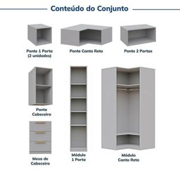 Guarda-roupa Modulado de Canto 8 Peças 10 Portas Jade CabeCasa MadeiraMadeira - 5