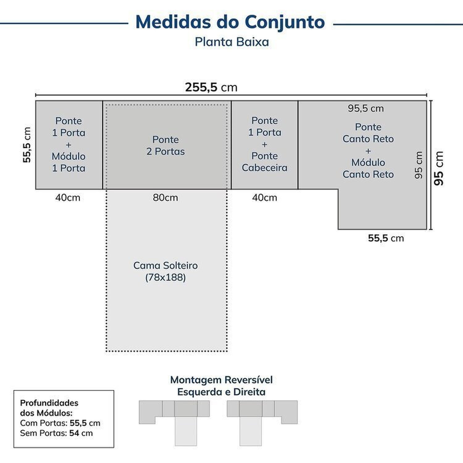 Guarda-roupa Modulado de Canto 8 Peças 10 Portas Jade Cabecasa Madeiramadeira - 3