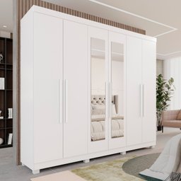 Guarda-Roupa Casal Casal 6 Portas 3 Gavetas com Espelho com Pés Roma Espresso Móveis - 2