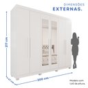 Ver imagem 5 de Guarda-Roupa Casal Casal 6 Portas 3 Gavetas com Espelho com Pés Roma Espresso Móveis