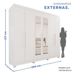 Guarda-Roupa Casal Casal 6 Portas 3 Gavetas com Espelho com Pés Roma Espresso Móveis - 5