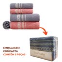 Ver imagem 7 de Jogo de Toalhas de Banho Algodão 5 Peças Completo Romance Sonhare Sultan Rosa Blush e Grafite