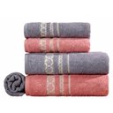 Ver imagem 1 de Jogo de Toalhas de Banho Algodão 5 Peças Completo Romance Sonhare Sultan Rosa Blush e Grafite