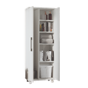 Ver imagem 6 de Armário Organizador Multiuso com 2 Portas e Rodízios Branco com Prateleiras Internas