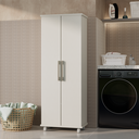 Ver imagem 2 de Armário Organizador Multiuso com 2 Portas e Rodízios Branco com Prateleiras Internas