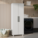 Ver imagem 1 de Armário Organizador Multiuso com 2 Portas e Rodízios Branco com Prateleiras Internas